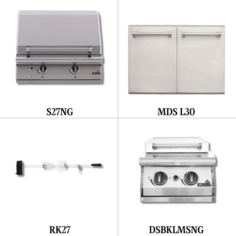 PGS S27NG Natural Gas with Double Access Door, Rotisserie Kit and Double Side Burner - PCKG2-S27NG