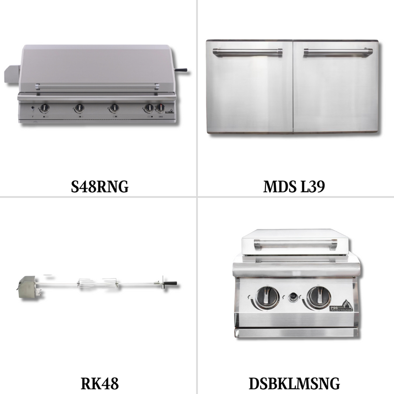 PGS S48RNG Natural Gas with Double Access Door, Rotisserie Kit and Double Side Burner - PCKG2-S48RNG