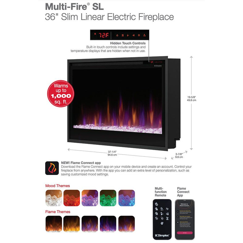 Dimplex Multi-Fire SL Built-In Electric Fireplace 36-Inch- PLF3614-XS