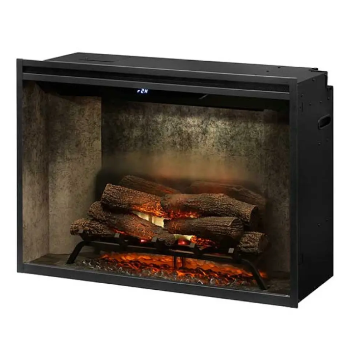 Dimplex Revillusion 36-inch Built-in Firebox with Glass Pane and Plug Kit Weathered Concrete- RBF36WC-FG