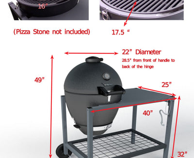 Brand-Man - The Rodeo Deluxe - 22-inch W Gray Kamado Charcoal Grill - BMRDODLX