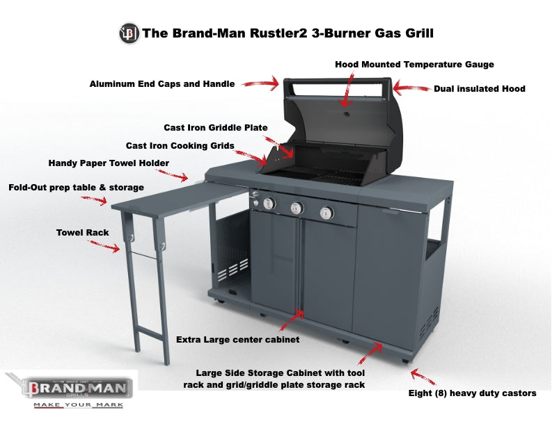 Brand-Man - The Rustler2 - 3 Burner Liquid Propane - BMRUS2-3B