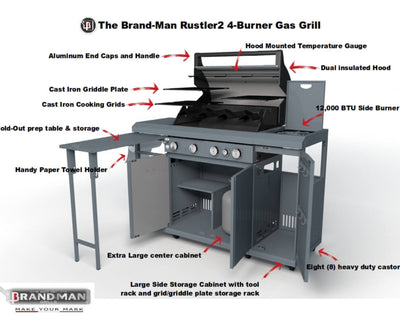 Brand-Man - The Rustler2 - 4 Burner Liquid Propane - BMRUS2-4B