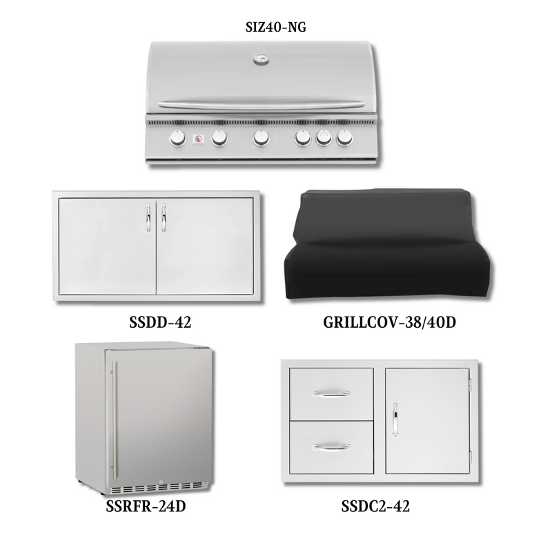 Summerset SIZ40-NG Double Access Doors, Cover, Access Door & Double Drawer Combo and Outdoor Rated Fridge - SIZ40-NG-PCKG3