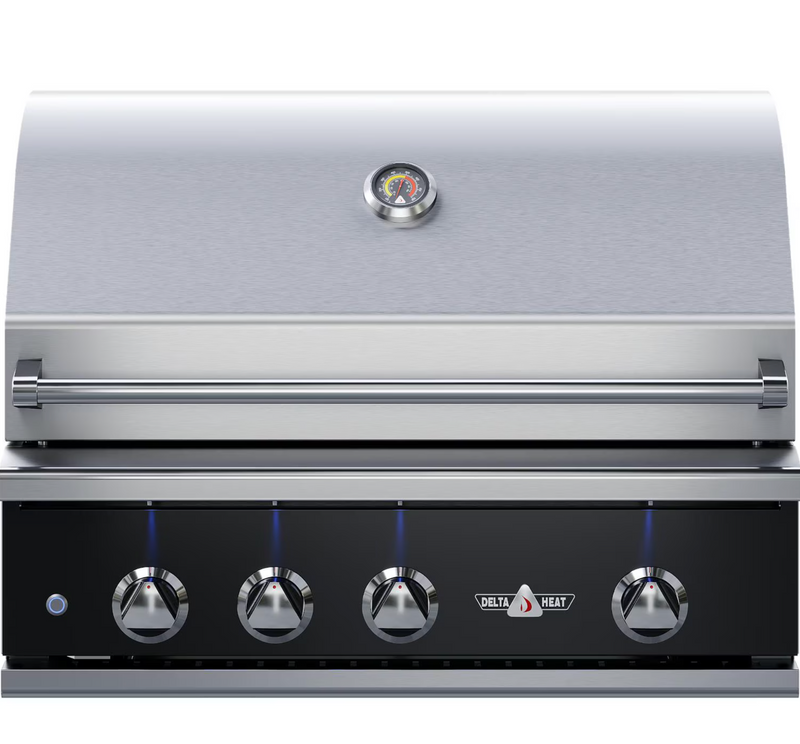 Delta Heat 38-Inch 3-Burner Built-In Natural Gas Grill w/ Rotisserie - Black Control Panel - DHBQ38R-KN