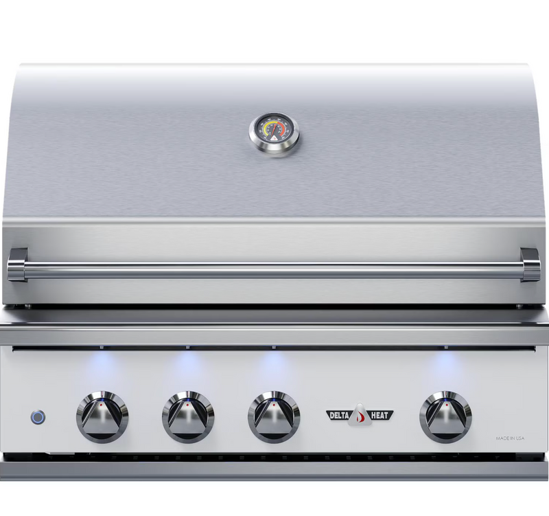 Delta Heat 38-Inch 3-Burner Built-In Propane Grill w/ Rotisserie & Sear Zone - White Control Panel - DHBQ38RS-WL