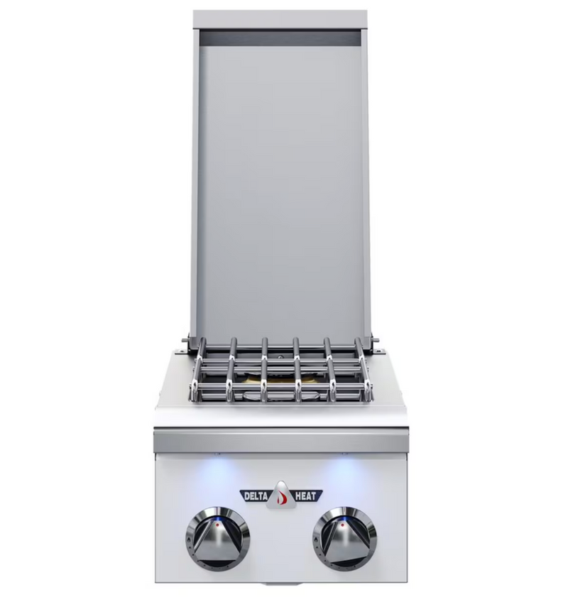 Delta Heat 12-in Built-In Propane Double Side Burner - White Control Panel - DHSB2-DWL