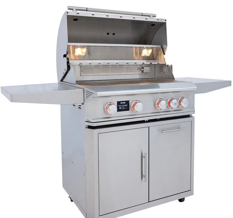 Blaze LTE PRO 32-Inch 4-Burner Natural Gas Grill w/ Digital Temperature Screen & Rear Infrared Burner- BLZ-4LTEPRO-NG + BLZ-4LTEPRO-CART-LTSC