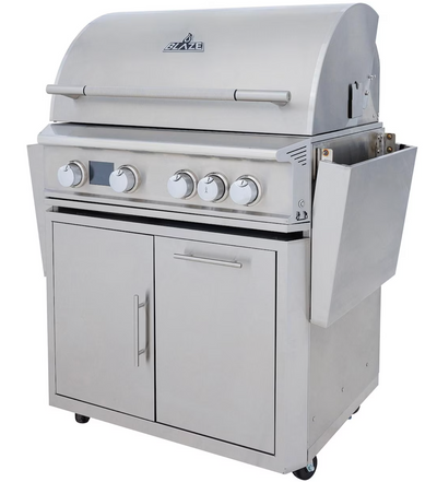 Blaze LTE PRO 32-Inch 4-Burner Natural Gas Grill w/ Digital Temperature Screen & Rear Infrared Burner- BLZ-4LTEPRO-NG + BLZ-4LTEPRO-CART-LTSC