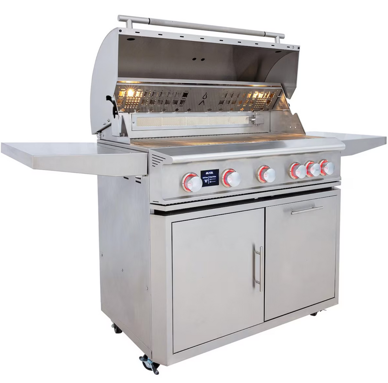 Blaze LTE PRO 40-Inch 5-Burner Natural Gas Grill w/ Digital Temperature Screen & Rear Infrared Burner- BLZ-5LTEPRO-NG + BLZ-5LTEPRO-CART-LTSC
