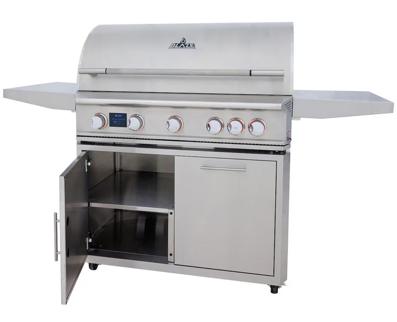 Blaze LTE PRO 40-Inch 5-Burner Natural Gas Grill w/ Digital Temperature Screen & Rear Infrared Burner- BLZ-5LTEPRO-NG + BLZ-5LTEPRO-CART-LTSC