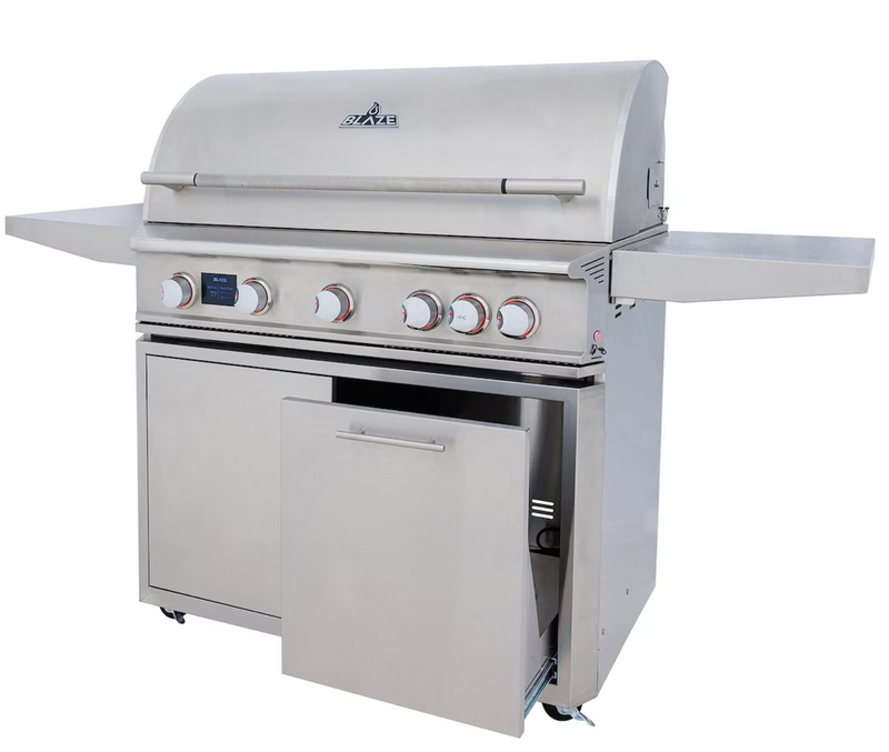 Blaze LTE PRO 40-Inch 5-Burner Natural Gas Grill w/ Digital Temperature Screen & Rear Infrared Burner- BLZ-5LTEPRO-NG + BLZ-5LTEPRO-CART-LTSC