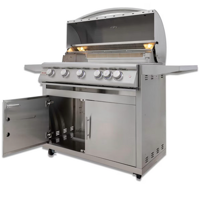 Blaze LTE+ 40-Inch 5-Burner Propane Gas Grill w/ Lift-Assist Hood & Rear Infrared Burner - BLZ-5LTE3-LP + BLZ-5-CART-SC