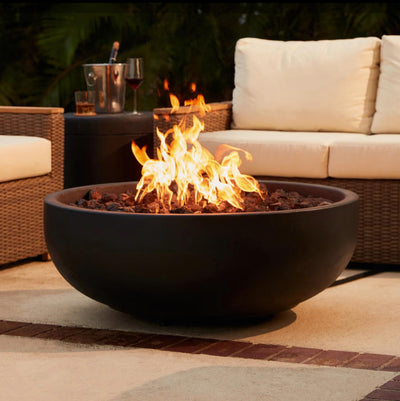 Blaze 38-Inch Round Concrete Natural Gas Fire Bowl in Phantom - BLZ-38-FBOWL-NG