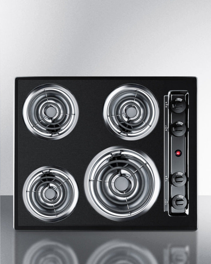 Summit 24" Wide 4-Burner Coil Cooktop Black - TEL03