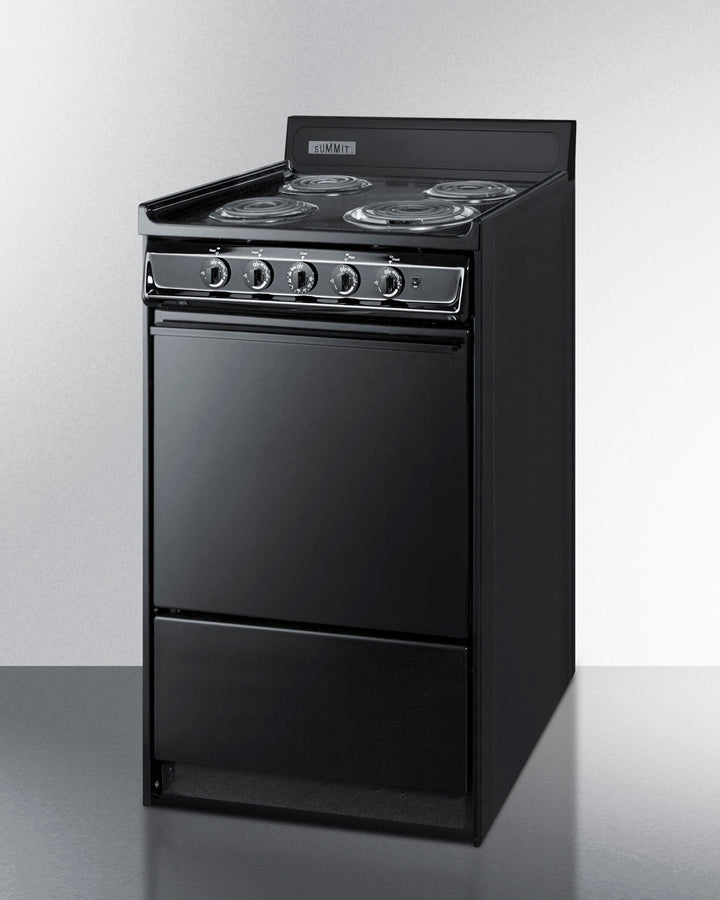 Summit 24" Electric Range with Manual Clean Oven and Chrome Drip Pans Black - TEM110C