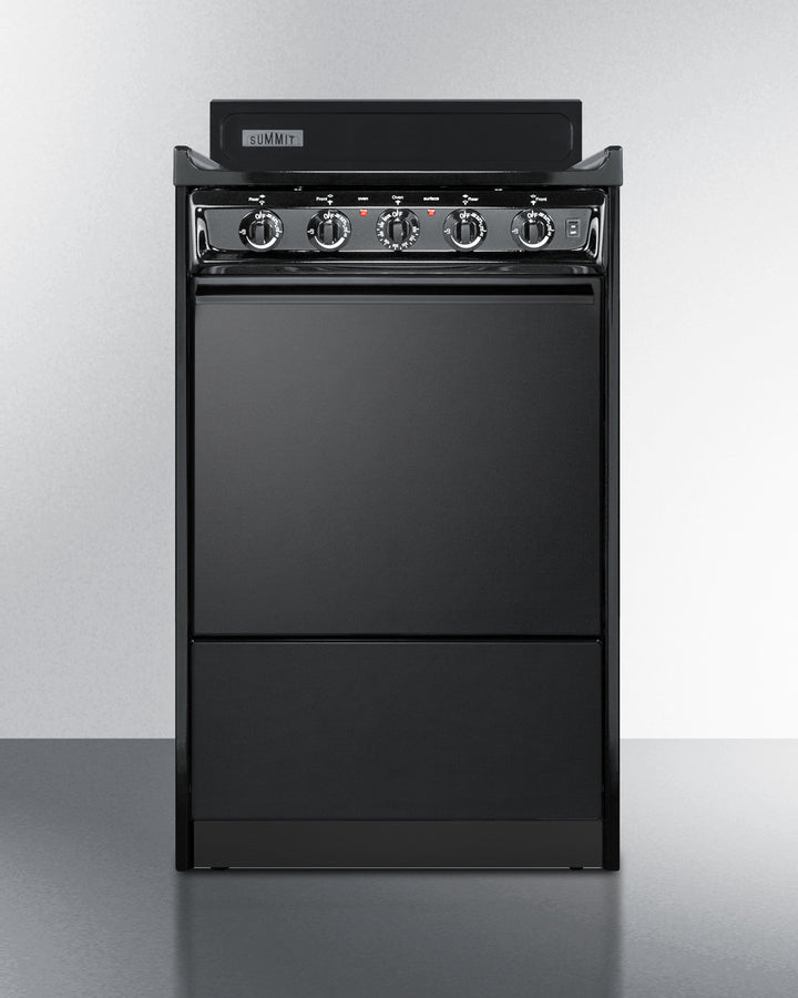 Summit 24" Electric Range with Manual Clean Oven and Chrome Drip Pans Black - TEM110C