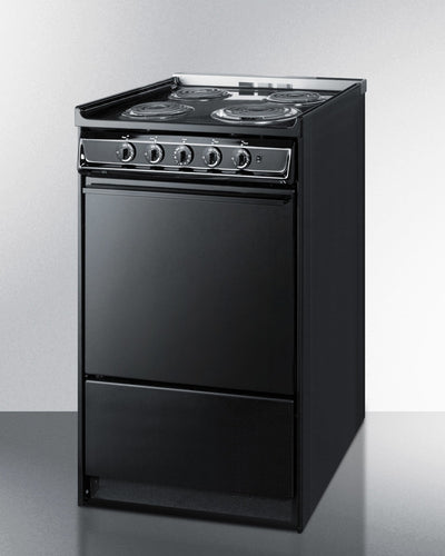 Summit 24" Electric Range with Chrome Drip Pans and Manual Clean Oven Black - TEM110CR