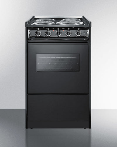 Summit 24" Electric Range with Chrome Drip Pans and Manual Clean Oven Black - TEM110CR