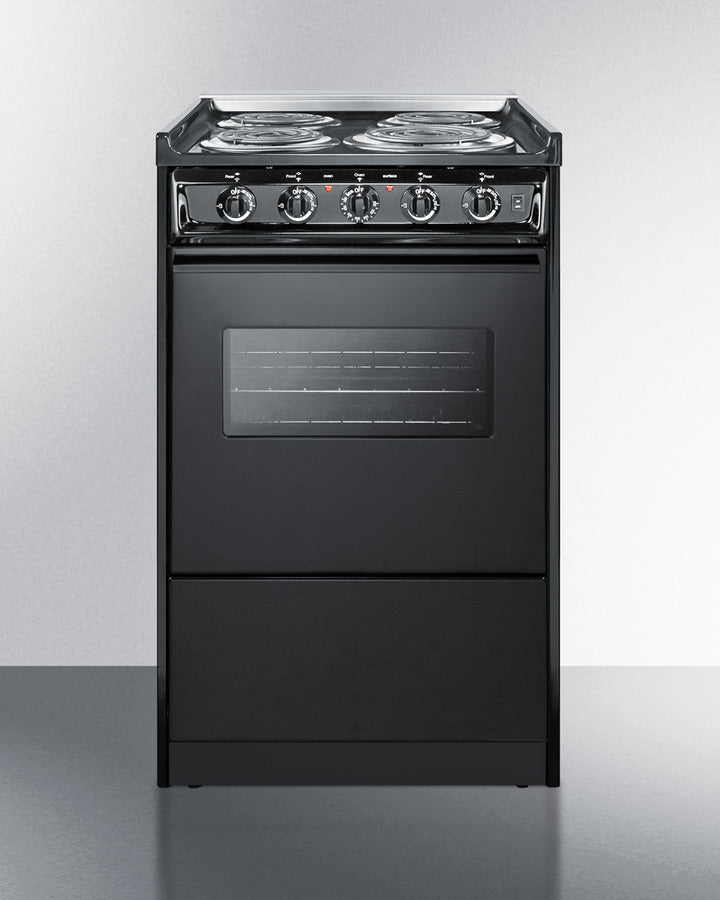 Summit 24" Electric Range with Chrome Drip Pans and Manual Clean Oven Black - TEM110CRW