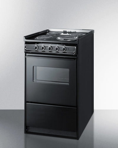 Summit 24" Electric Range with Chrome Drip Pans and Manual Clean Oven Black - TEM110CRW