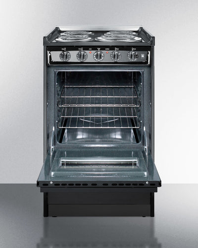 Summit 24" Electric Range with Chrome Drip Pans and Manual Clean Oven Black - TEM110CR