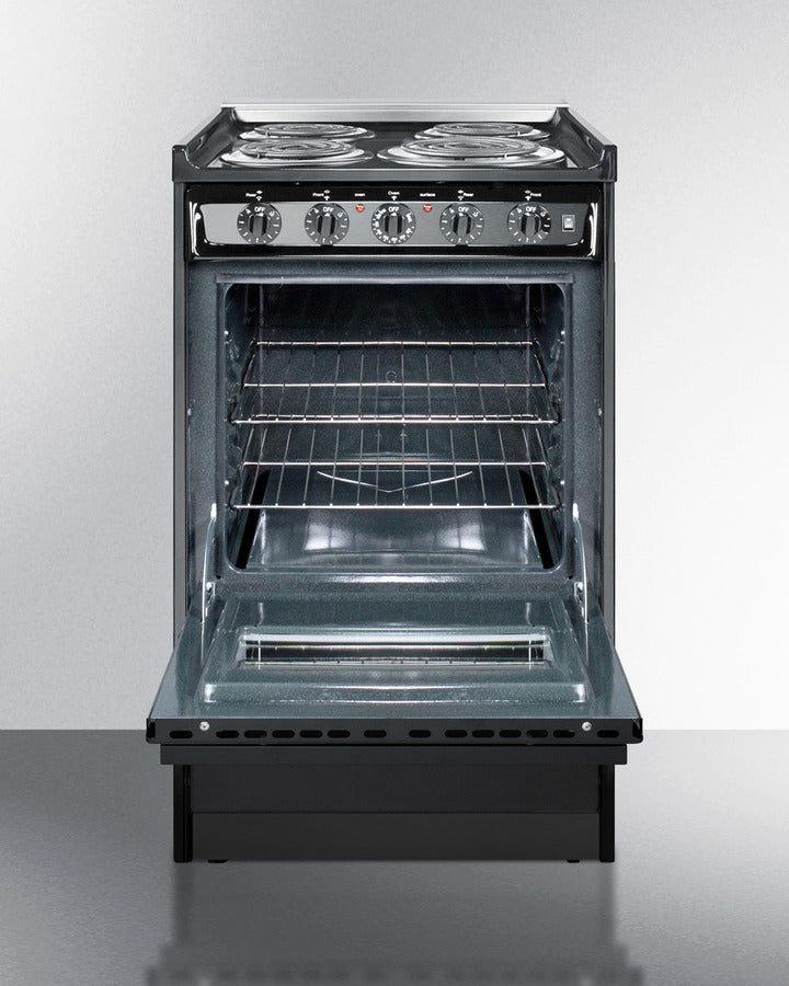 Summit 24" Electric Range with Chrome Drip Pans and Manual Clean Oven Black - TEM110CRW