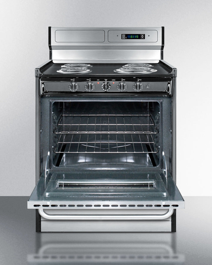 Summit 24" Electric Range with Manual Clean Oven Stainless Steel - TEM230BKWY