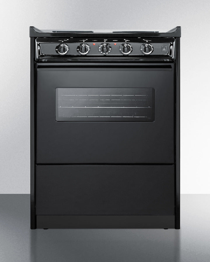 Summit 24" Wide Electric Range with Chrome Drip Pans and Manual Oven Black - TEM610CR