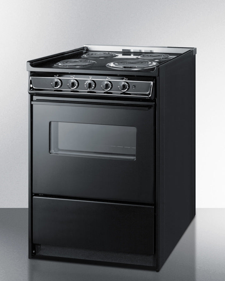 Summit 24" Wide Electric Range with Chrome Drip Pans and Manual Oven Black - TEM610CR