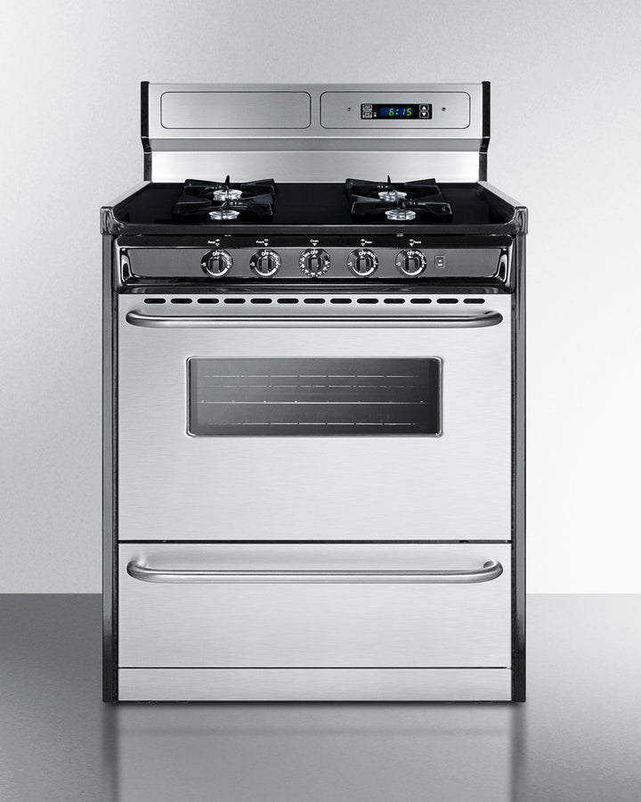 Summit 30" Wide Gas Range, Open Burners - TNM2307BKW