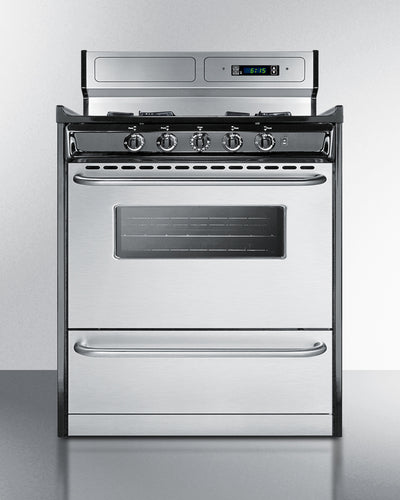 Summit 30" Wide Gas Range, Open Burners - TNM2307BKW