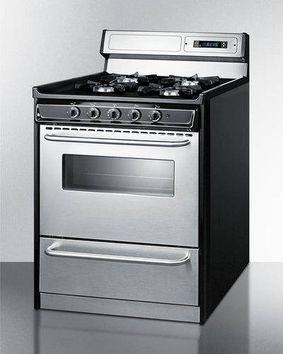 Summit 30" Wide Gas Range, Open Burners - TNM2307BKW