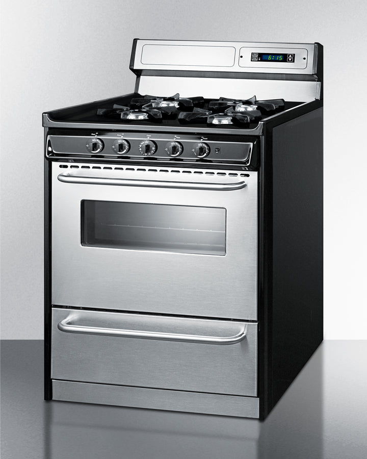 Summit 30" Wide Gas Range, Open Burners - TNM2307BKW