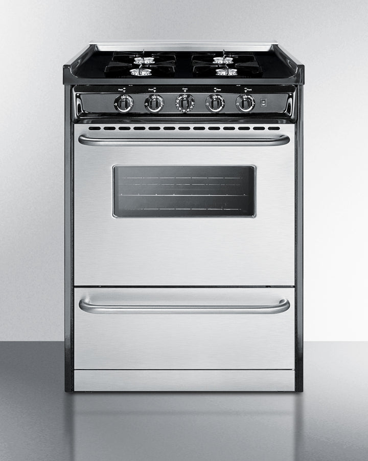 Summit 24" Wide Gas Range, Open Burners - TNM6107BRW