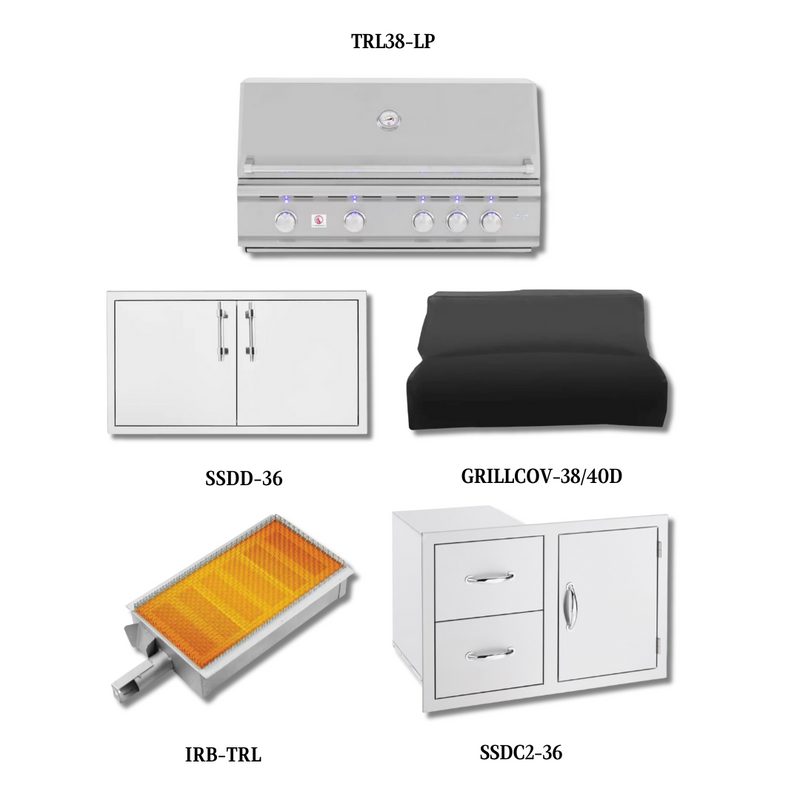 Summerset with TRL38-LP with Double Access Doors, Cover, Infrared Sear Burner and Access Door & Double Drawer Combo - TRL38-LP-PCKG2