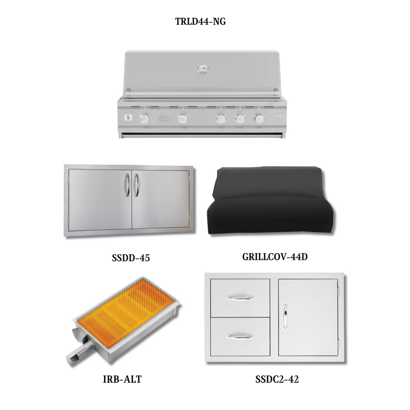 Summerset TRLD44-NG with Double Access Doors, Cover, Infrared Sear Burner and Access Door & Double Drawer Combo - TRLD44-NG-PCKG2