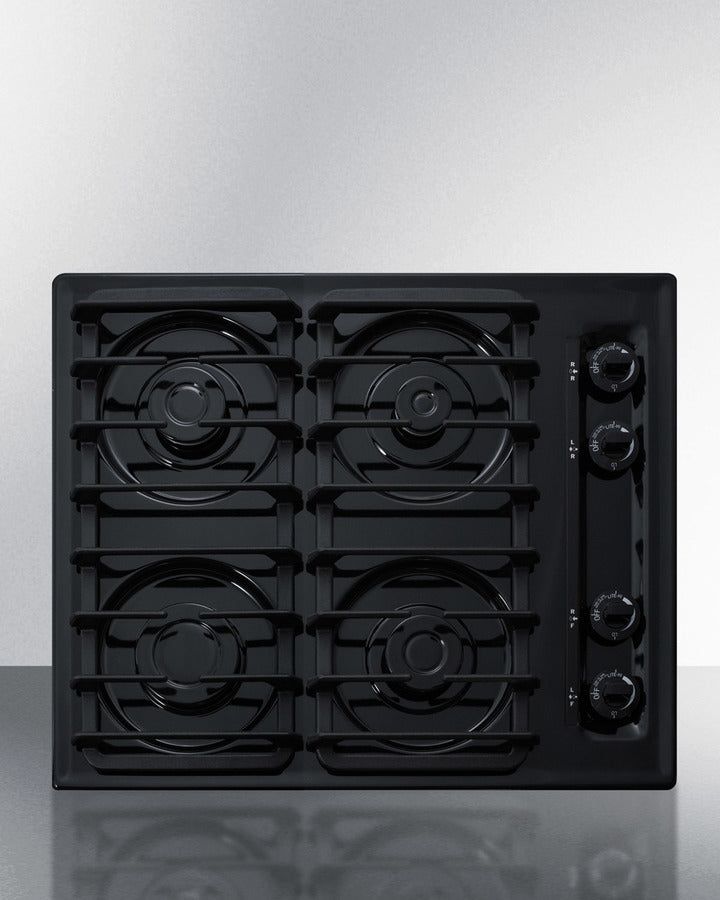 Summit 24" Wide 4 Burner Gas Cooktop Black - TTL033S