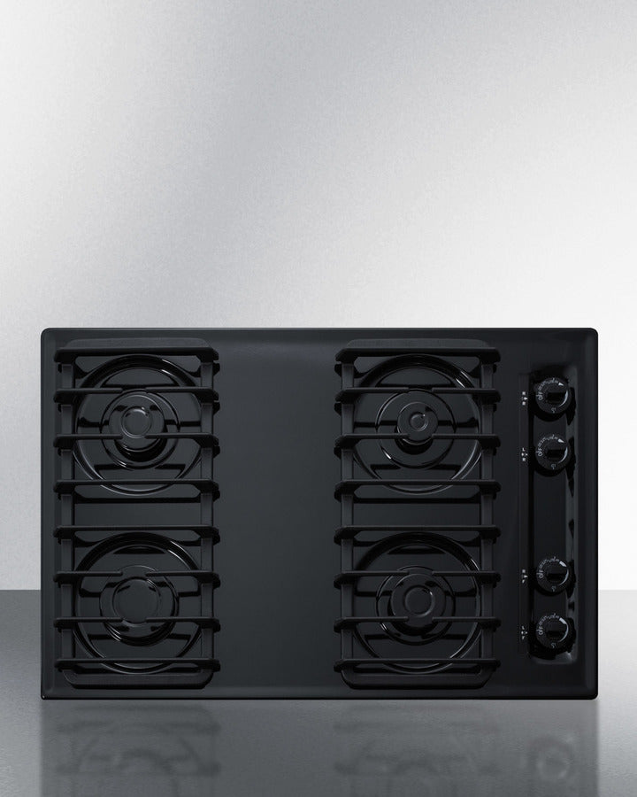 Summit 30" Wide 4 Burner Gas Cooktop Black - TTL053S