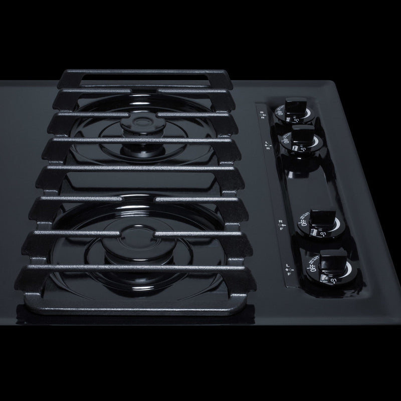 Summit 30" Wide 4 Burner Gas Cooktop Black - TTL053S