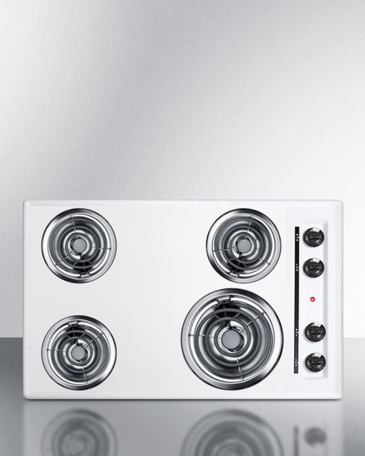 Summit 30" Wide 4-Burner Coil Cooktop White - WEL05