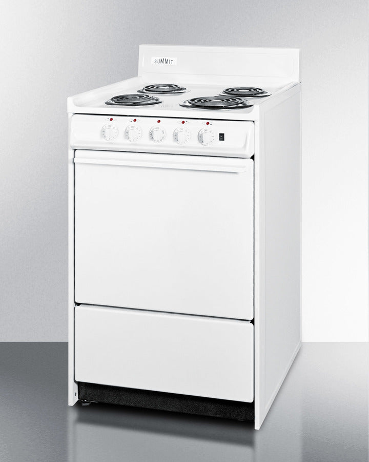 Summit 24" Electric Coil Top Range with Manual Clean Oven White - WEM1171Q