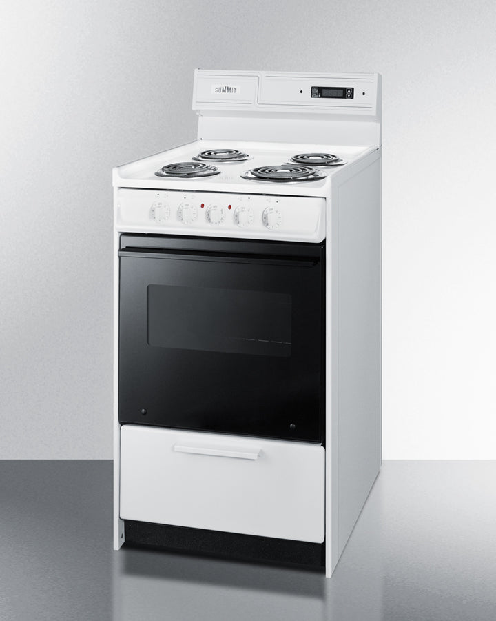 Summit 24" Electric Range with Digital Clock and Knob Controls White - WEM130DK