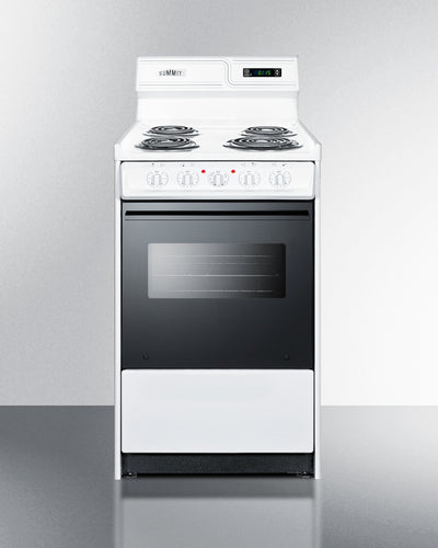 Summit 24" Electric Range with Digital Clock and Knob Controls White - WEM130DK