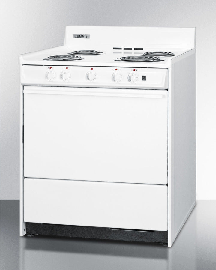 Summit 24" Electric Range with 4 Coil Elements and Oven Storage White - WEM2171Q