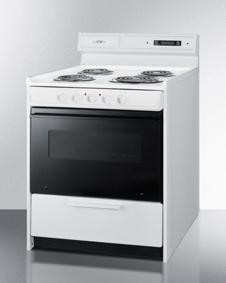 Summit 24" Electric Range with Digital Timer and Knob Controls White - WEM230DK