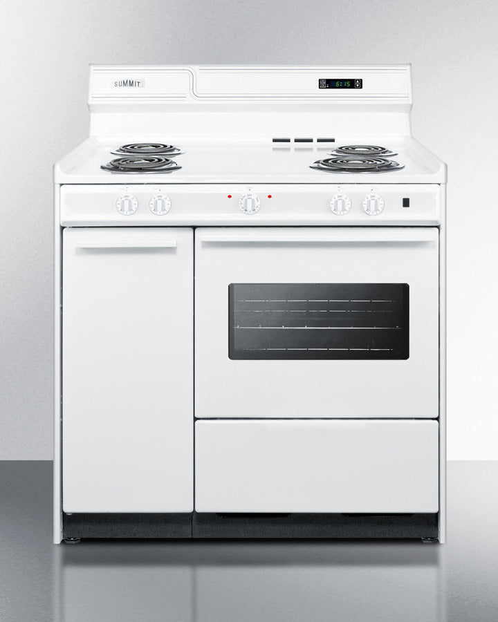 Summit 30" Electric Range with 4 Coil Elements and Storage Compartment White - WEM430KW