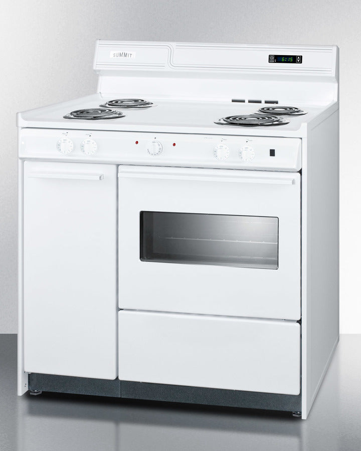 Summit 30" Electric Range with 4 Coil Elements and Storage Compartment White - WEM430KW