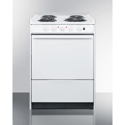 Summit 24" Electric Range with Waist-High Broiler and Adjustable Racks White - WEM610R