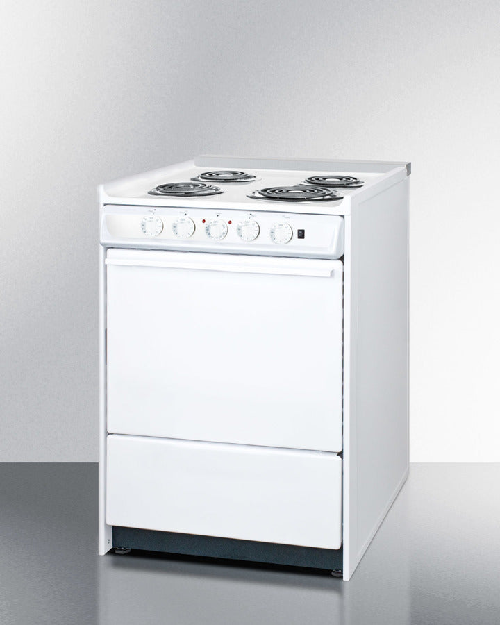 Summit 24" Electric Range with Waist-High Broiler and Adjustable Racks White - WEM610R